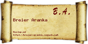 Breier Aranka névjegykártya